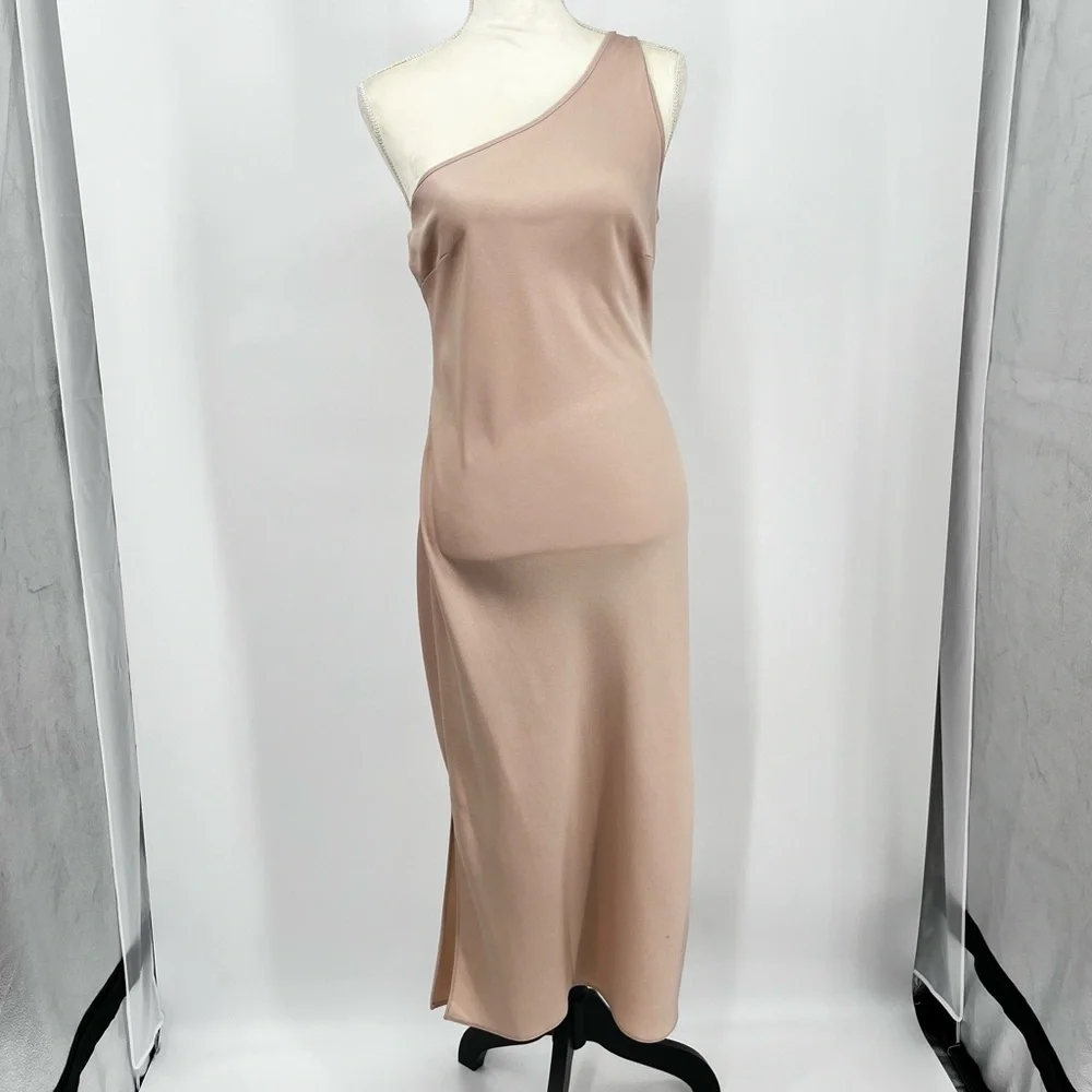 BHLDN Audrie One-Shoulder Midi Dress Size 6 in Oyster